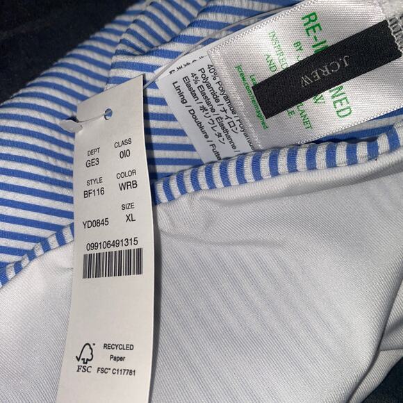 New J. Crew Seersucker Striped Hipster Bikini Swim Bathing Suit Bottom Size XL - Picture 7 of 9